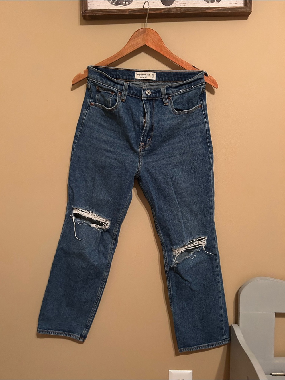 Abercrombie & Fitch Blue Distressed Boyfriend Jeans